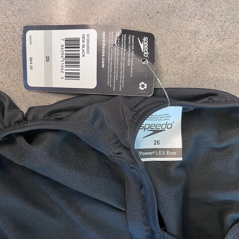 Speedo all black 1 piece swim suit youth girls size 26 NEW swim team